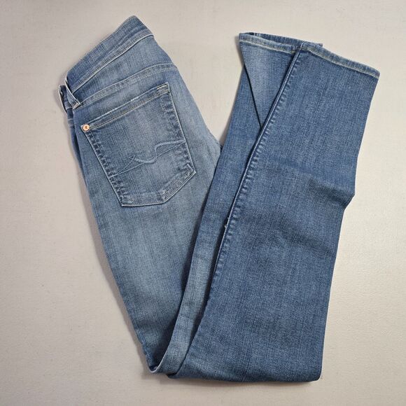 7 For All Mankind Jeans Women's 27 Blue Medium Wash The Skinny - Picture 11 of 16